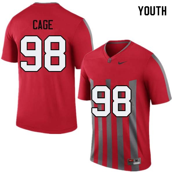 Ohio State Buckeyes #98 Jerron Cage Youth Football Jersey Throwback